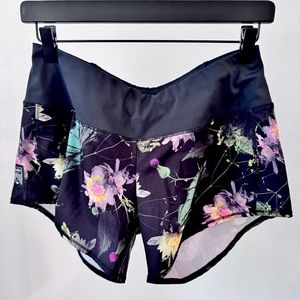 Oiselle Running Shorts Sz 4 Black Floral